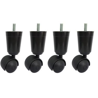 Imagem de  Pé Cama Box Preto Plástico Rodízio Rodinha - Jthome, Preto, 4