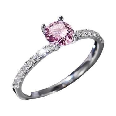 Imagem de Anel De Casamento Feminino Com Zircônia Cúbica De 4 Garras, Aliança De