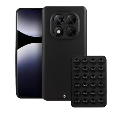 Imagem de Kit Capa Silicon Veloz para  Xiaomi Redmi Note 14 Pro 5G +  Ventosa - Preta - Gshield