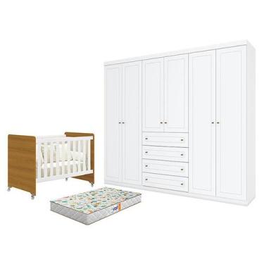 Imagem de Berço Americano Evolution 4 em 1 Branco Acetinado Savana e Guarda Roup