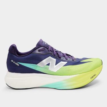 Imagem de Tênis New Balance Fuelcell Supercomp Elite V5 Feminino, Roxo, Verde, 3