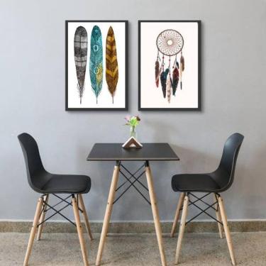 Imagem de Kit 2 Quadros Decorativos Penas e Filtro dos Sonhos
