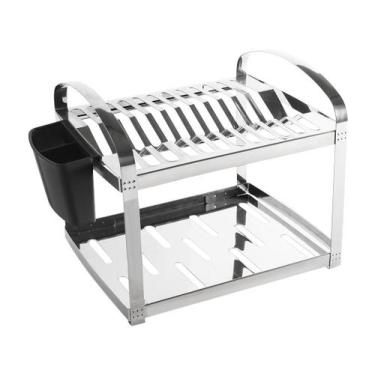 Imagem de Escorredor de Louças Suprema com Porta Talheres 12 Pratos Aço Inox Bri