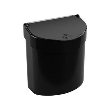Imagem de Lixeira para Cozinha com Tampa 2,7L Coza  Glass Preto, Preto