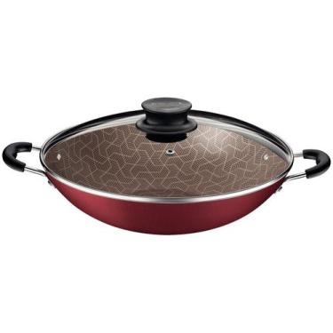 Imagem de Panela Wok Antiaderente Tramontina Paris de Alumínio Vermelho 36cm, Ve
