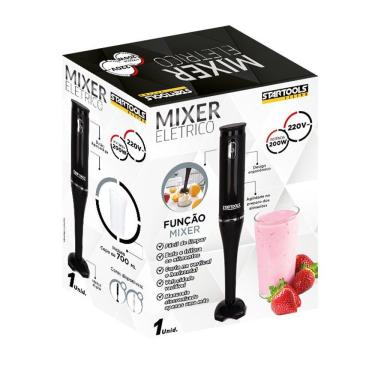Imagem de Mixer Elétrico Tipo Mixer com Copo Medidor 700ML 200W Preto, Branco para Preparo Diário 110V