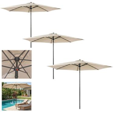Imagem de Kit 3 Ombrelone 3 metros Guarda Sol Sombreiro 6 Hastes Central Jardim Piscina JURERÊ - AMZ