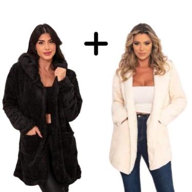 Imagem de 2 Casaco Teddy Feminino Jaqueta Ted Pelúcia Blusa de Frio - CONTRAMÃO.