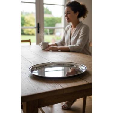 Imagem de Bandeja Garçom Inox 40cm Redonda Profissional - Congratulations Store