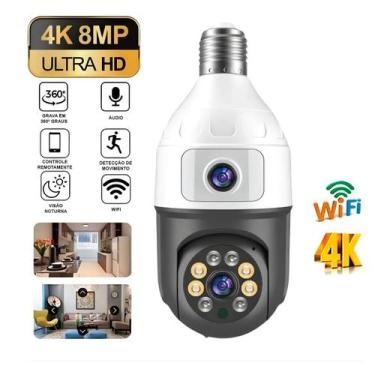 Imagem de Câmera Segurança Wifi Dupla Lentes Lâmpada Visão Noturna 360 - NoBrand
