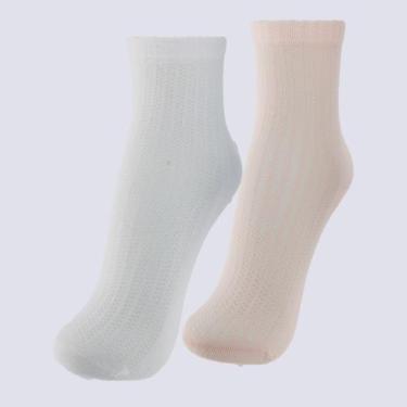 Imagem de Kit Meia Puma Cano Médio Logo 2 Pares Feminina Branca e Rosa, 34-39