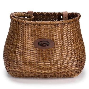Imagem de Cesta de bicicleta CXWXC de rattan artesanal com suporte para xícaras 