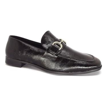 Imagem de Mocassim Via Marte Sapato Social 075-004-01 Loafer Feminino, Preto, 37