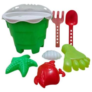Imagem de Balde Praia Infantil Castelo Kit Brinquedos de Areia - Corpo Dourado M