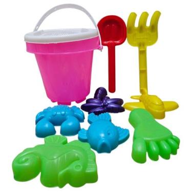 Imagem de Balde Praia Infantil Castelo Kit Brinquedos de Areia Verão - Corpo Dou
