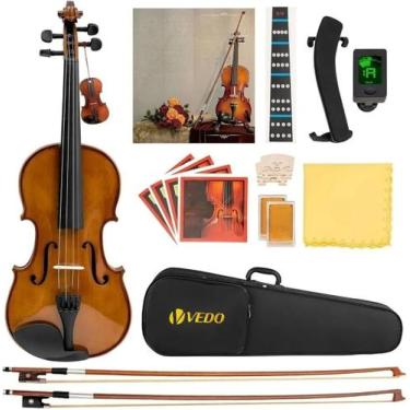 Imagem de Kit Violino Acústico Vedo Para Iniciantes Com Estojo e Acessórios, Mar