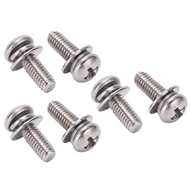 Imagem de Parafusos de panelas redondas, parafuso de cabeça cruzada M4 304 de aço inoxidável plano 100 unidades antiferrugem para a indústria