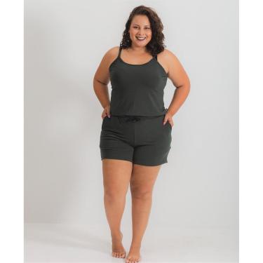 Imagem de Conjunto Moletinho Verde Plus Size - Shorts e Regata - G3-Feminino