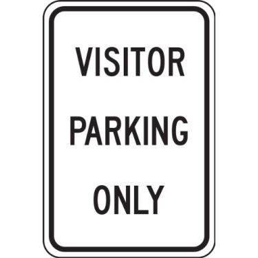 Imagem de Accuform FRP241RA Placa de Estacionamento Refletiva de Alumínio de Grau de Engenheiro - Legenda "Visitor Parking ONLY", 45,72 cm de Comprimento x 30,48 cm de Largura x 0,16 cm de Espessura, Preto sobre Branco