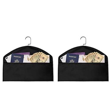 Imagem de Seguro para desvios de cabide SAFE2 peças, seguro para bolso oculto à prova d'água, cabe sob roupas penduradas com bolso para esconder objetos de valor para casa ou viagem (preto, A)