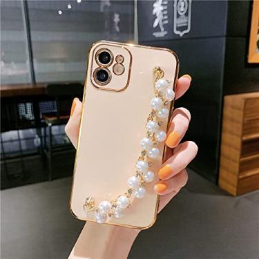 Imagem de Pulseira de pérolas capa macia para iphone 13 12 pro max 11 xs x xr 7 8 plus mini se 2 glitter capa de silicone, g, para iphone x
