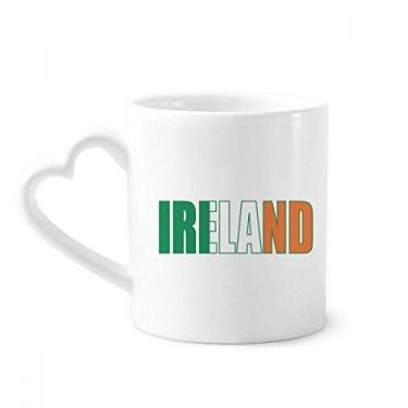 Imagem de Caneca com nome da bandeira do país da Irlanda Caneca de café cerâmica copo de coração de vidro