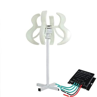 Imagem de Gerador de potência de turbina eólica vertical de baixo ruído, gerador de vento vertical 2000W 12V 24V 48V 220V com controlador MPPT 5 Blades Turbinas eólicas para casa ou acampamento (branco),48v
