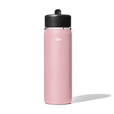 Imagem de OXO Garrafa de água com tampa de canudo de boca larga, 590 ml, quartzo rosa