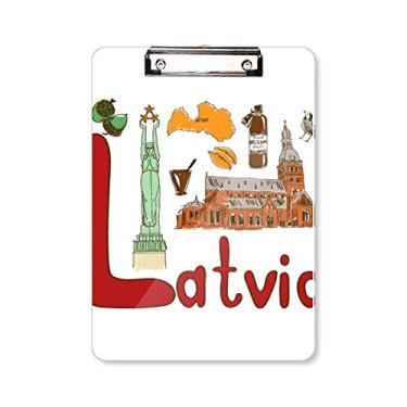 Imagem de Latvia National Symbol Landmark Pattern Prancheta pasta bloco de escrita placa de apoio A4