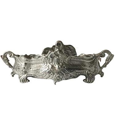 Imagem de Centro de Mesa Aluminio Desenhado 53x27x16cm Metal Flor