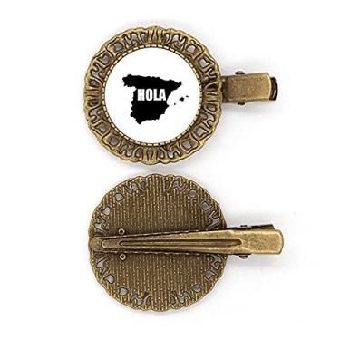 Imagem de Grampo de cabelo com grampo de cabelo Hello Greetings do mapa da Espanha