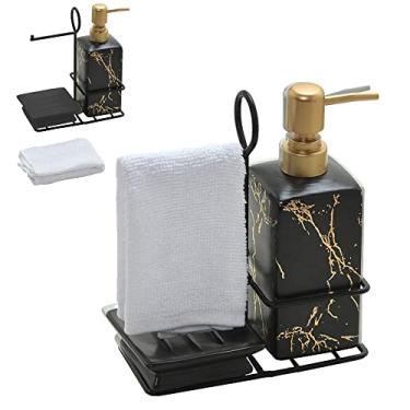 Imagem de Kit 3 Peças Para Banheiro de Cerâmica Preto com Toalha