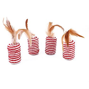 Imagem de Brinquedo Interativo De Múltiplos Propósitos Da Corda De Papel Resistente Do Risco Do Brinquedo Da Pena Do Gato, Brinquedo Interativo Do Gato Que Provoca O Brinquedo Para Gatos