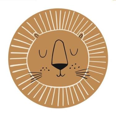 Imagem de Tapete Decorativo Infantil Leão Para Diversos Ambientes Antideslizante Antiácaro Tufting Caximira Extra Macio Redondo 1m