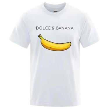 Imagem de Camiseta Unissex Algodão Estampada Doce Banana Macia Verão-Feminino