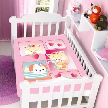 Imagem de COBERTOR INFANTIL JOLITEX RASCHEL PLUS 0,90CM x 1,10M BICHINHOS ROSA