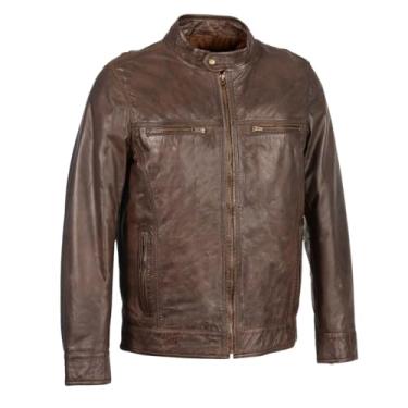 Imagem de Jaqueta masculina de couro Milwaukee SFM1865 preta clássica com fecho de zíperMilwaukee Leather Small marrom SFM1865-BROKEN-BROWN-S