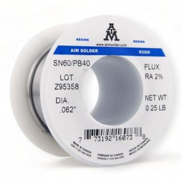 Imagem de AIM Fio de solda de núcleo de fluxo de resina de 0,25 cm para solda elétrica (113 g / 0,25 lb)