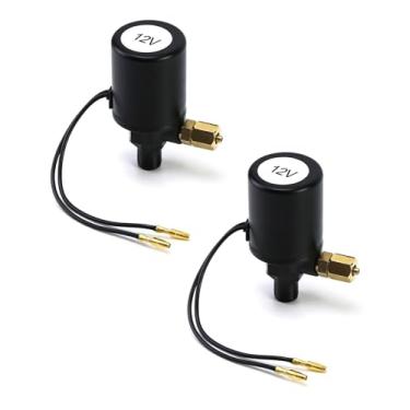 Imagem de QWORK Válvula solenoide de buzina de ar, 2 unidades 1/4" NPT 12V válvula de ar elétrica (solenoide) para mangueira OD de 1/4", preta