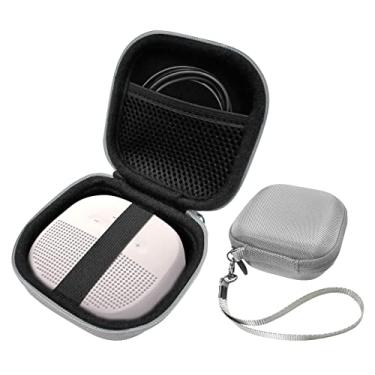 Imagem de Capa protetora para alto-falante Bose SoundLink Micro Bluetooth da WGear, design em destaque com bolso de malha para cabo e outros acessórios, alça elástica para proteger o dispositivo (capa branca de fumaça)