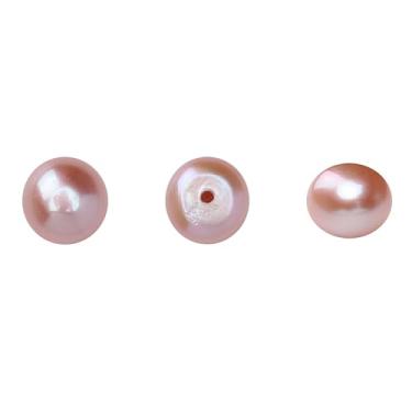 Imagem de BEADIA Miçangas de pérolas naturais meio perfuradas roxas 7-7,5 mm 8 peças AAA contas de pedras preciosas soltas cultivadas em água doce para fazer joias de brinco DIY
