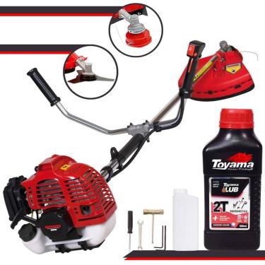 Imagem de Cortador de Grama À Gasolina Kawashima KW52L 2,5HP 52cc Roçadeira Profissional Com Lâmina 3 Pontas + Carretel de Nylon + Óleo Toyama 2T