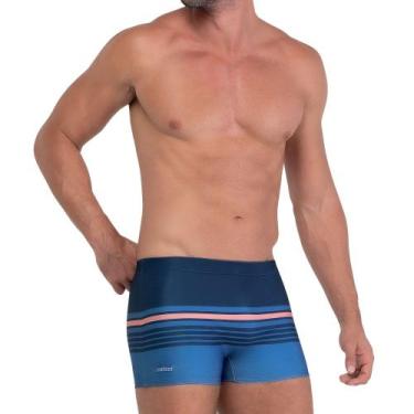 Imagem de Sunga Estampa Listrada Com Forro e Cordão Interno Adulta Boxer Verão P