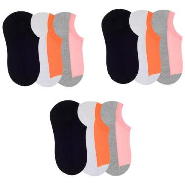 Imagem de Kit 9 Pares De Meias Esportiva Selene Invisivel Básica Academia Sport 