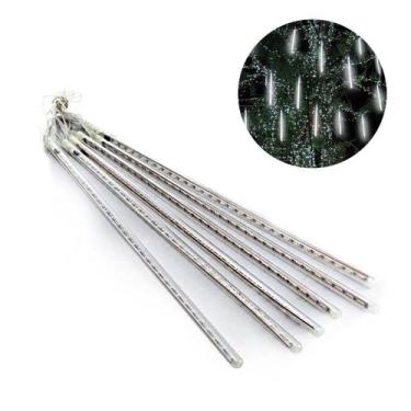 Imagem de Cascata Chuva de Neve 180 LEDs Natal 8 Tubos Natalino Pisca Pisca Deco