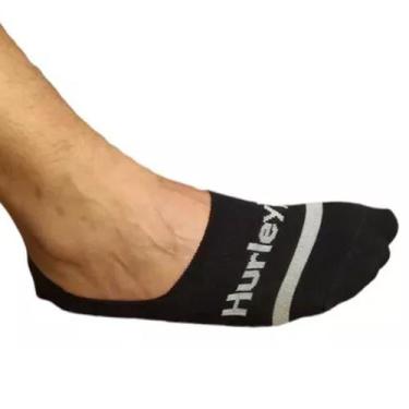 Imagem de Meia Hurley Sapatilha Malha Lisa Masculino - Preto e Branco, Preto, Br