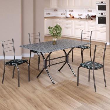 Imagem de Conjunto Sala de Jantar Mesa Retangular 120x75cm Tampo Granito Ocre 4 