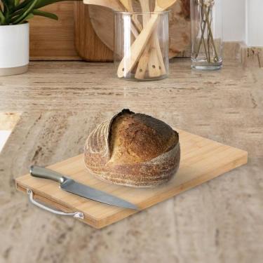 Imagem de Tábua de Corte Cozinha Resistente 32x19cm Bambu Com Alça - Quality Hou