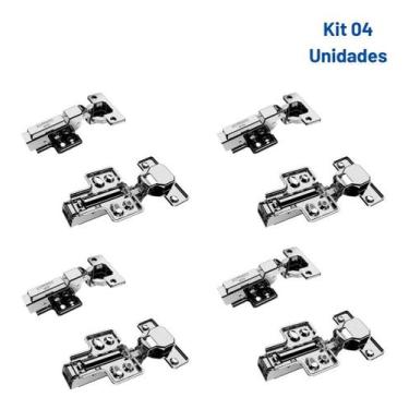 Imagem de Kit 04 Dobradiças Caneco Curva Inox Resistente Oxidação - SOPRANO