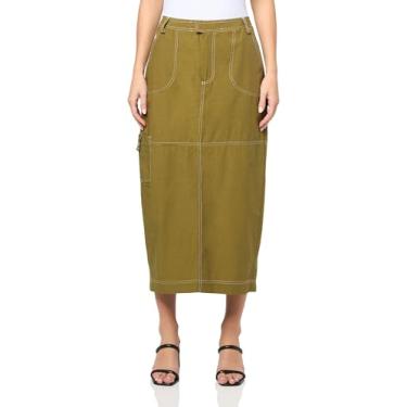 Imagem de YMI Saia maxi cargo feminina jeans, Oliva, 9 Short